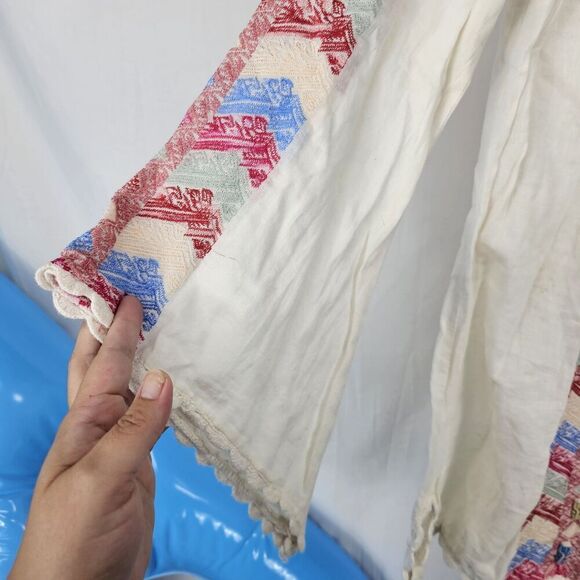 RARE Free People Embroidered Bell Sleeve Boho Mini Dress Misty Meadow $168 Sz 2 - Picture 4 of 6